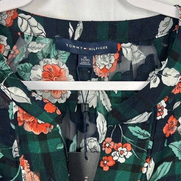 Tommy Hilfiger NEW Women’s XL Urban Folklore Floral V-Neck Semi-sheer Blouse - Picture 5 of 10